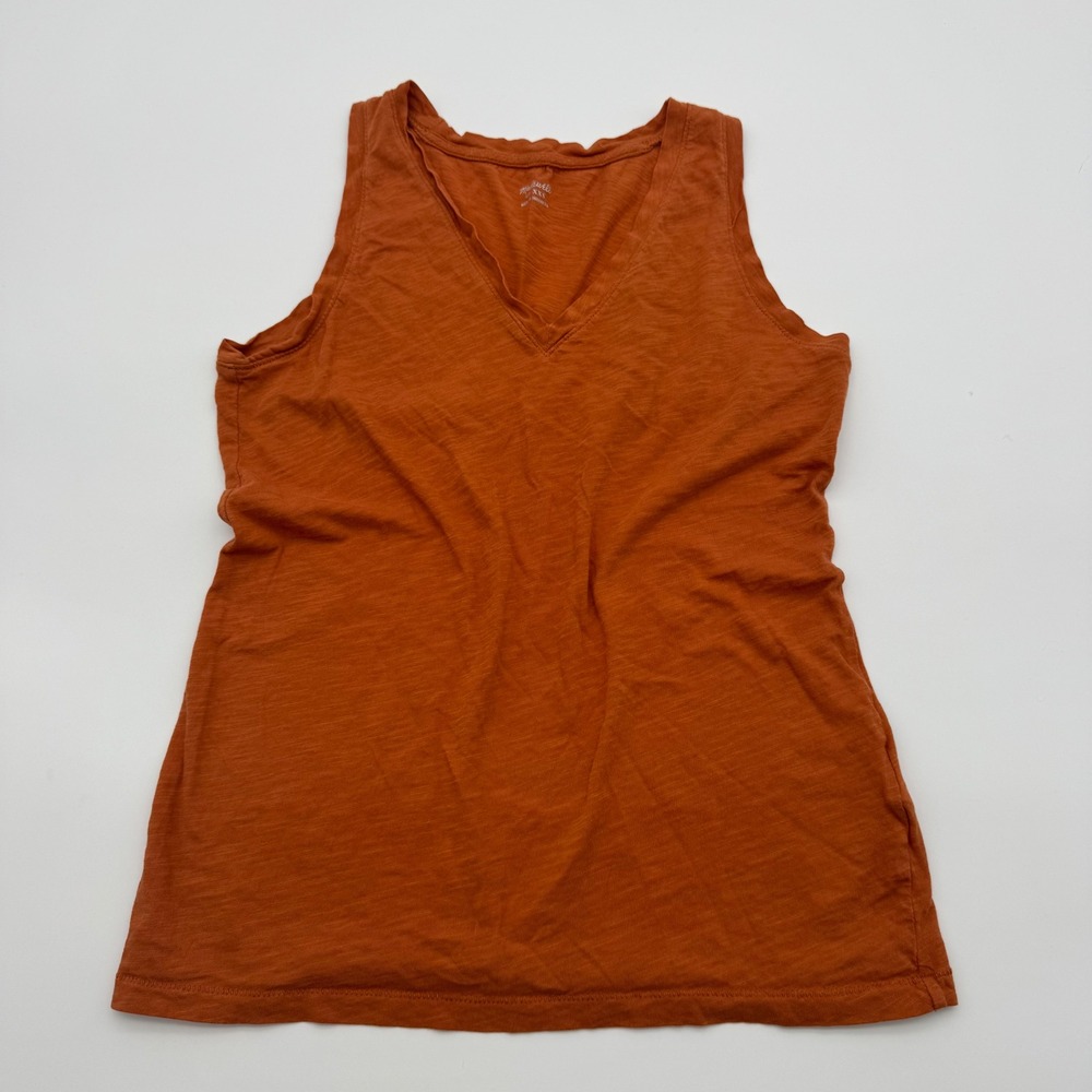 Madewell Whisper Cotton V-Neck Tank Top Rust Orange XXS Slub Knit